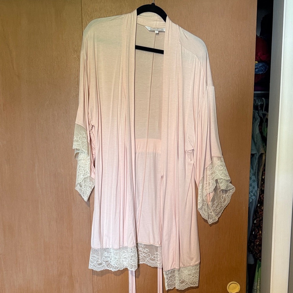 Soft Blush Lace Trim Robe